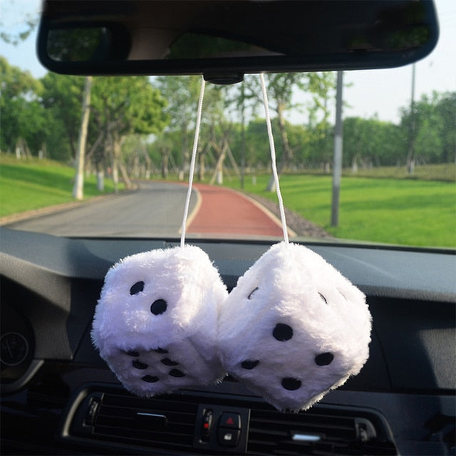 Fuzzy Plush Dice Car Accessory