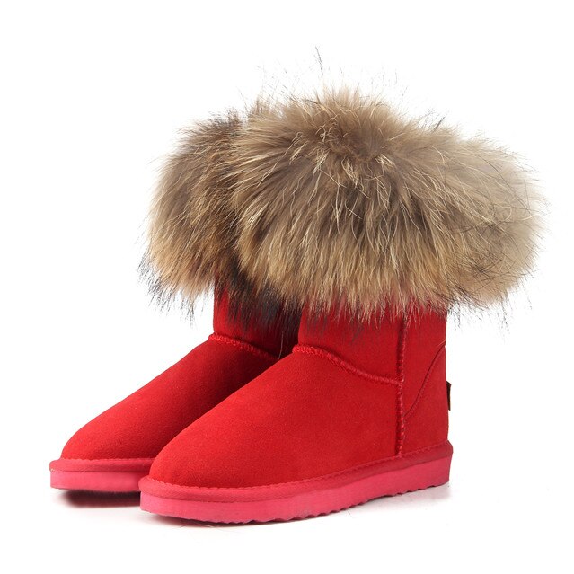 Botas de nieve de piel de zorro para mujer